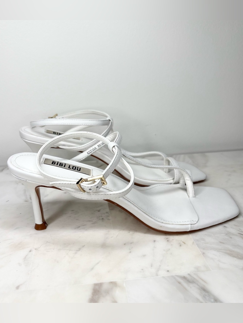 Bibi Lou White Strappy Slingback Heels
